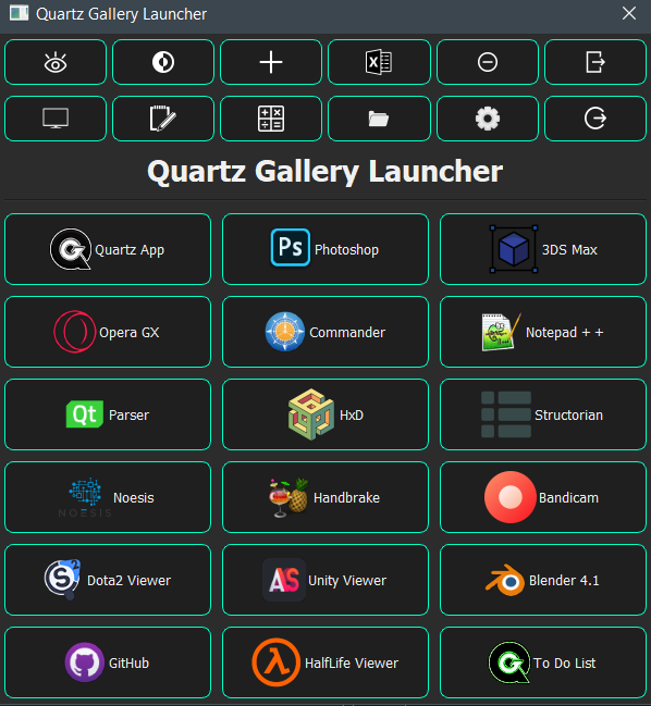 Quartz Gallery Launcher UI
